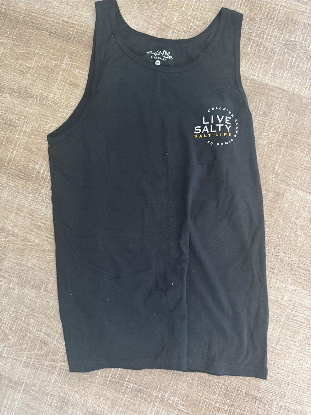 Salt Life Black Tank with White and Yellow Chest Logo